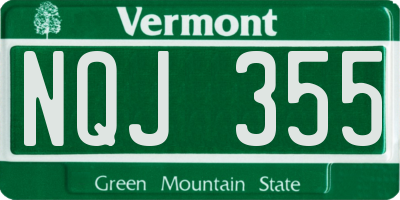 VT license plate NQJ355