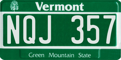 VT license plate NQJ357