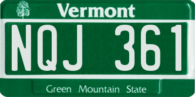 VT license plate NQJ361