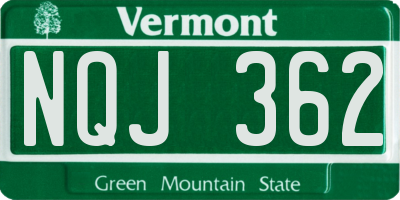 VT license plate NQJ362