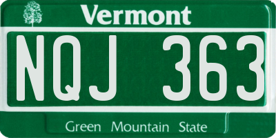 VT license plate NQJ363