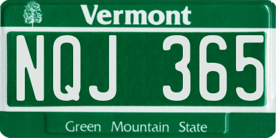VT license plate NQJ365