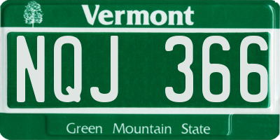 VT license plate NQJ366