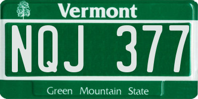 VT license plate NQJ377