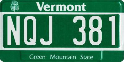 VT license plate NQJ381