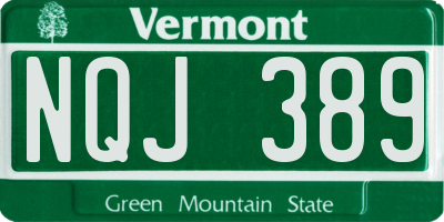 VT license plate NQJ389