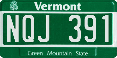 VT license plate NQJ391