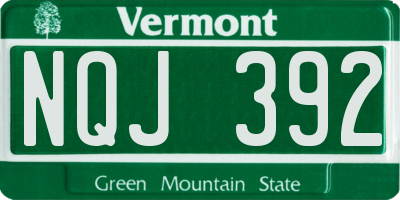 VT license plate NQJ392