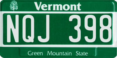 VT license plate NQJ398