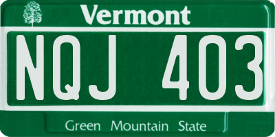 VT license plate NQJ403