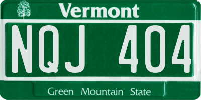 VT license plate NQJ404