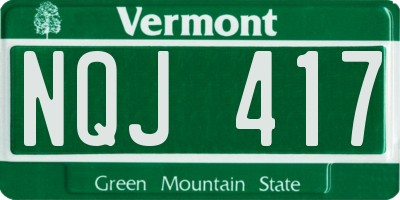 VT license plate NQJ417