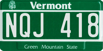 VT license plate NQJ418
