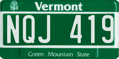 VT license plate NQJ419