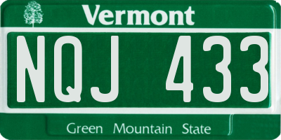 VT license plate NQJ433