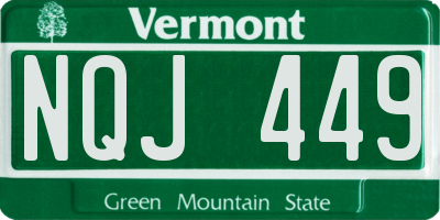 VT license plate NQJ449