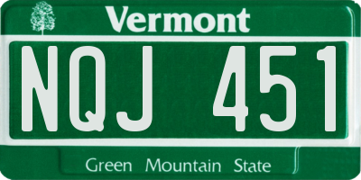 VT license plate NQJ451