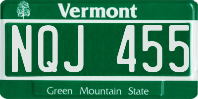 VT license plate NQJ455