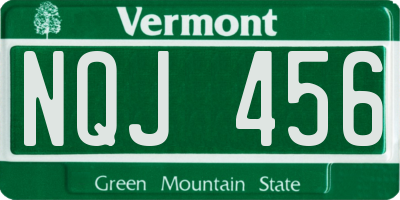VT license plate NQJ456