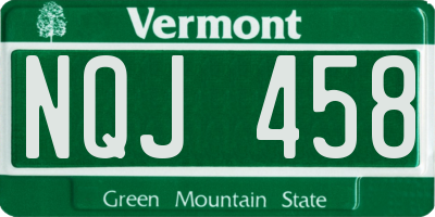 VT license plate NQJ458