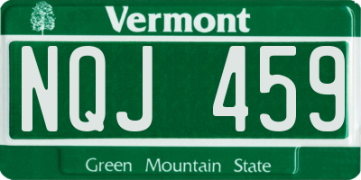 VT license plate NQJ459