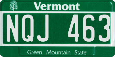 VT license plate NQJ463