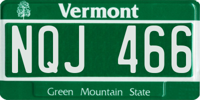 VT license plate NQJ466