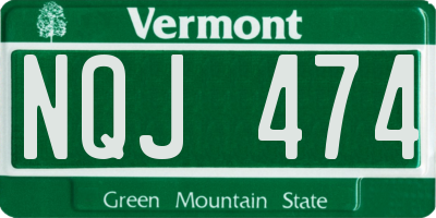 VT license plate NQJ474