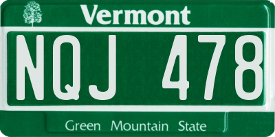 VT license plate NQJ478