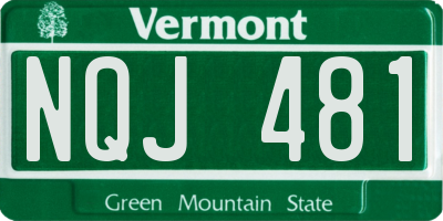 VT license plate NQJ481