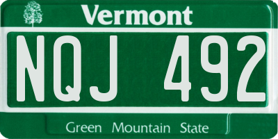 VT license plate NQJ492