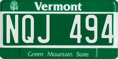 VT license plate NQJ494