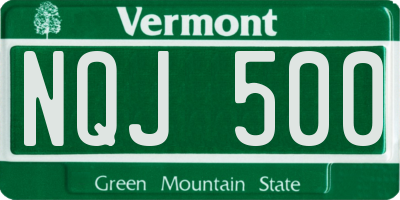 VT license plate NQJ500