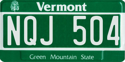 VT license plate NQJ504
