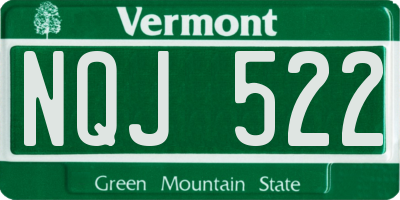 VT license plate NQJ522
