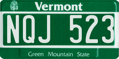 VT license plate NQJ523