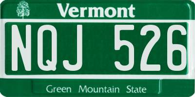 VT license plate NQJ526