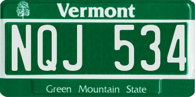 VT license plate NQJ534