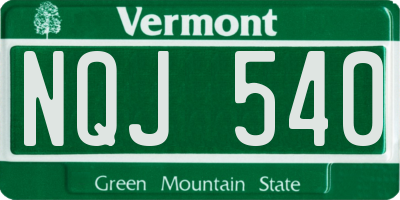 VT license plate NQJ540