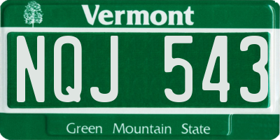 VT license plate NQJ543