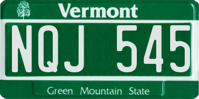 VT license plate NQJ545