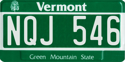 VT license plate NQJ546