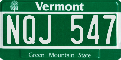 VT license plate NQJ547