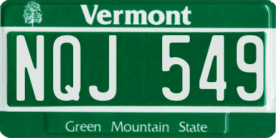 VT license plate NQJ549