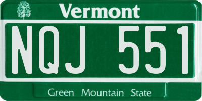 VT license plate NQJ551