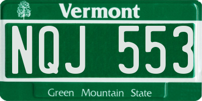 VT license plate NQJ553