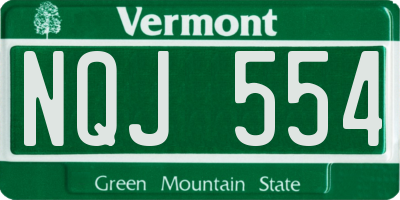 VT license plate NQJ554