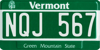 VT license plate NQJ567