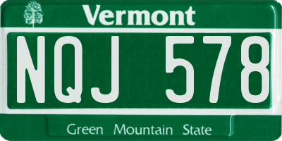 VT license plate NQJ578