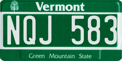 VT license plate NQJ583